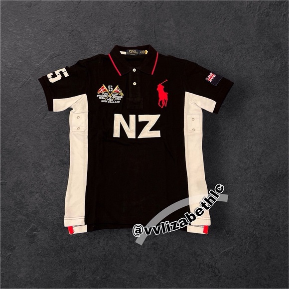Polo by Ralph Lauren Black and White Polo Shirt with Red Logo - Picture 1 of 3